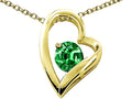 Tommaso Design Heart Shape Round 7mm Simulated Emerald Pendant Necklace