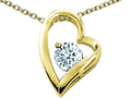 Tommaso Design Heart Shape Round 7mm Genuine Aquamarine Pendant Necklace