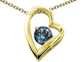 Tommaso Design Heart Shape Round 7mm Rainbow Mystic Topaz Pendant Necklace
