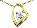Tommaso Design Round 7mm Genuine White Topaz Heart Pendant Necklace