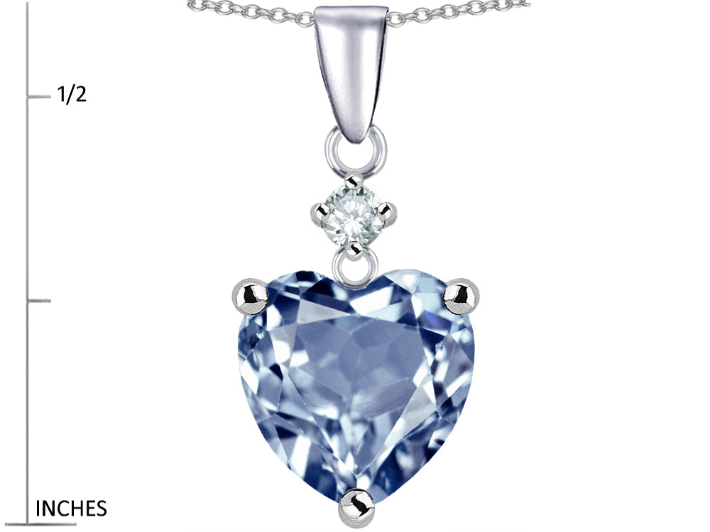 Star K Heart shape 8mm Simulated Aquamarine Pendant Necklace
