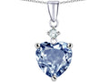 Star K Heart shape 8mm Simulated Aquamarine Pendant Necklace