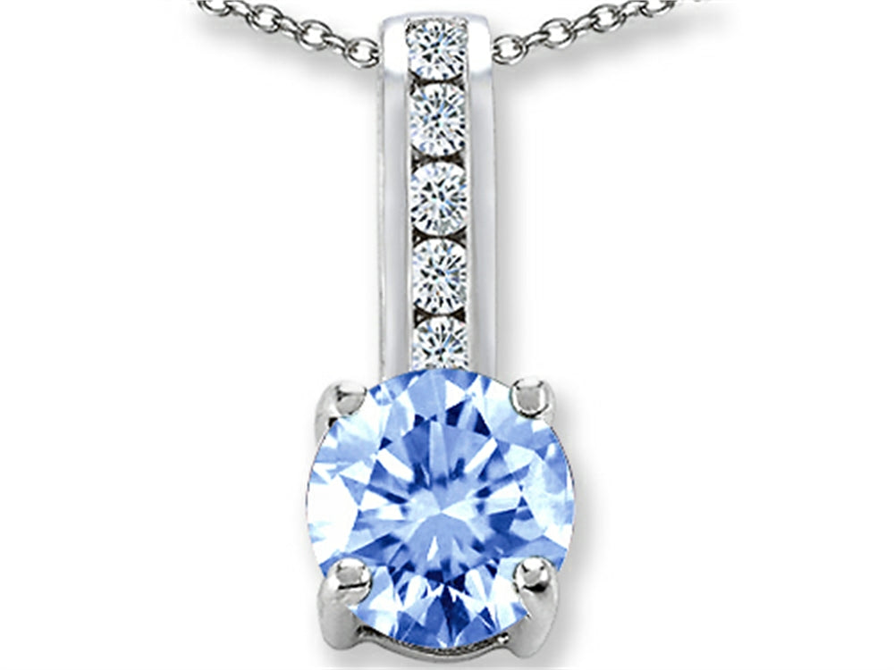 Star K Simulated Aquamarine And Genuine Cubic Zirconia Pendant Necklace