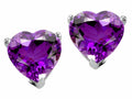 Tommaso Design Heart Shape 6mm Genuine Amethyst Earrings Studs