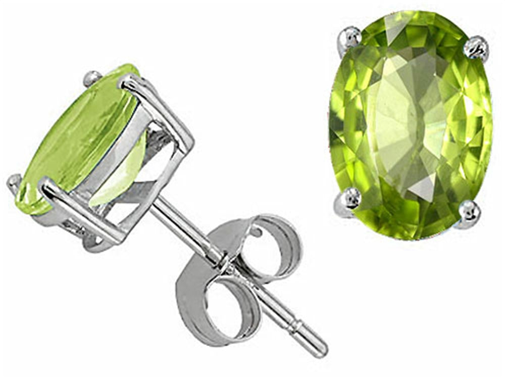 Tommaso Design Oval 7x5mm Genuine Peridot Earrings Studs