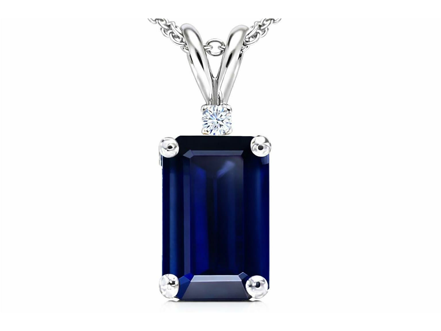 Tommaso Design™ Emerald Cut Genuine Sapphire Pendant Necklace