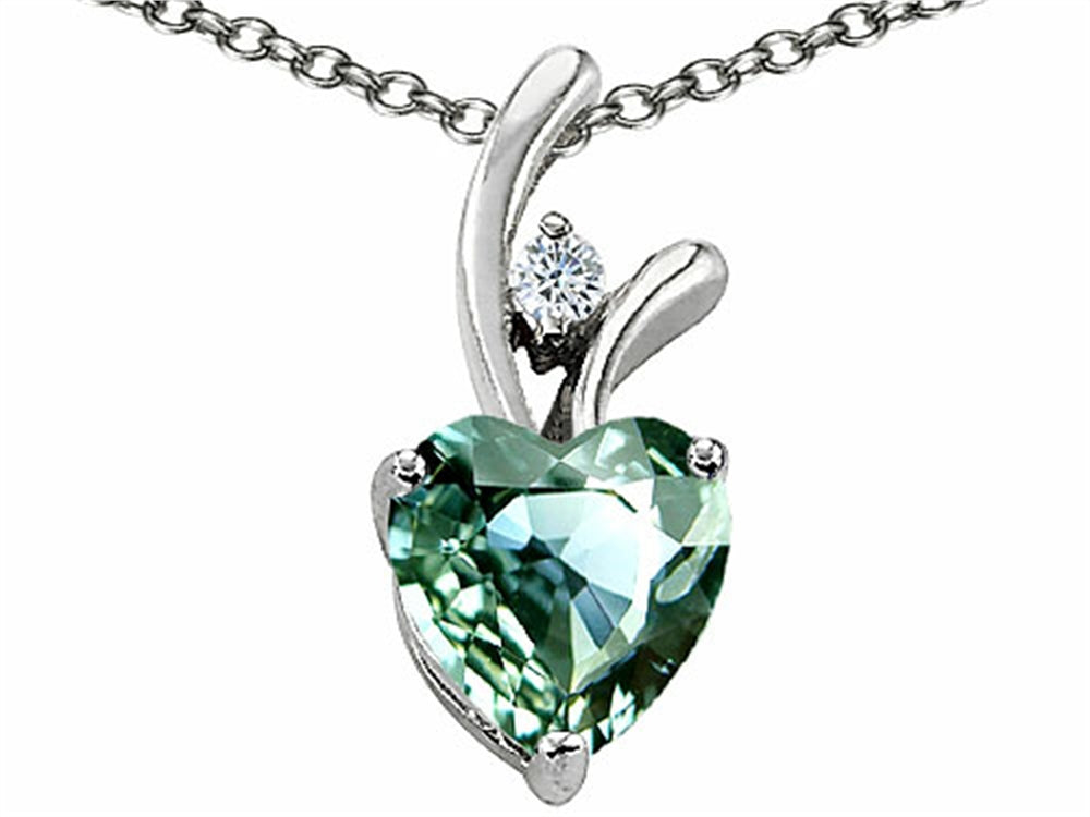 Star K Heart Shaped 8mm Simulated Green Sapphire Pendant Necklace