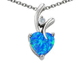 Star K Heart Shape 8mm Simulated Blue Opal Pendant Necklace
