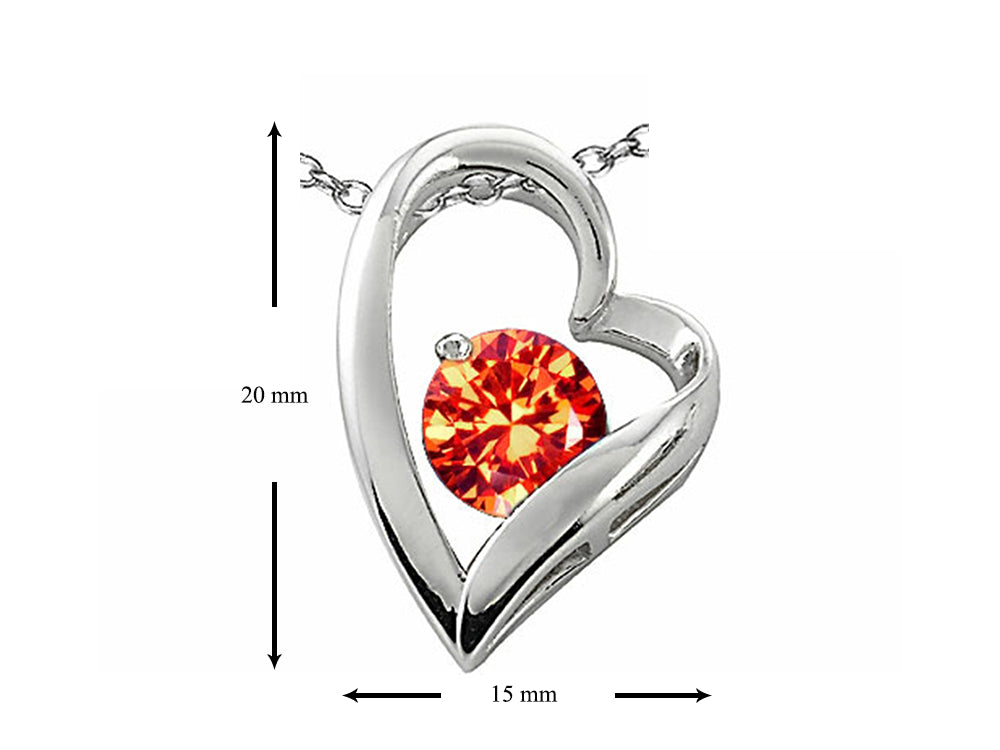 Star K Round 7mm Simulated Orange Mexican Fire Opal Heart Shape Pendant Necklace
