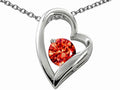 Star K Round 7mm Simulated Orange Mexican Fire Opal Heart Shape Pendant Necklace