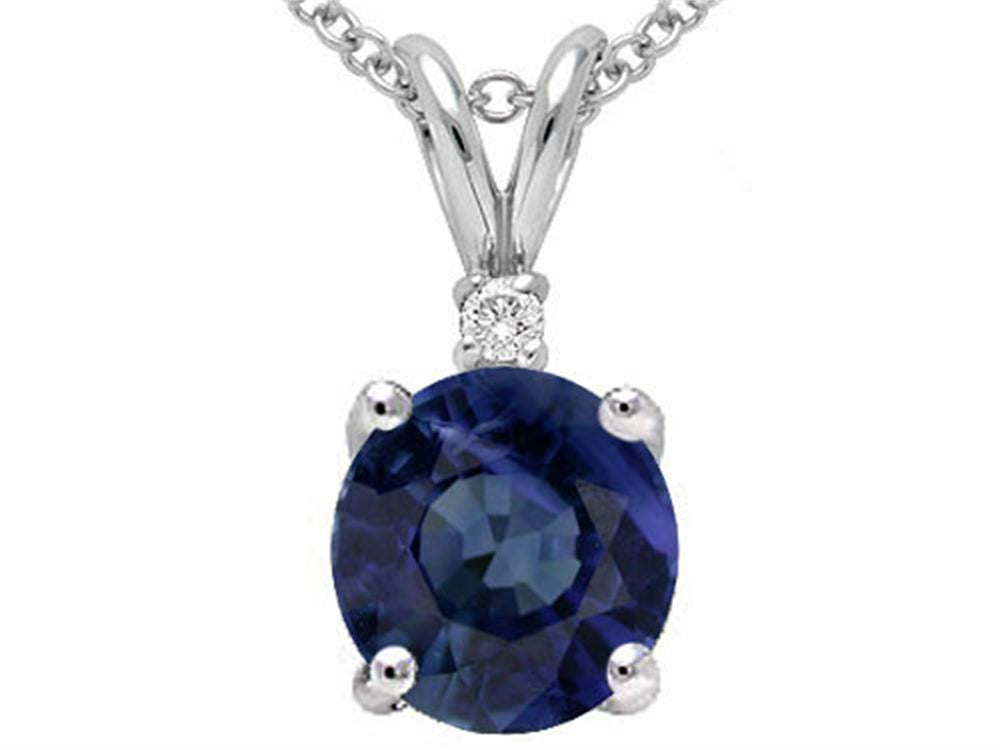 Tommaso Design™ Round 6mm Genuine Sapphire Pendant Necklace