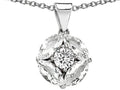 Star K Genuine Round White Topaz Pendant Necklace