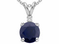 Tommaso Design Round 7mm Genuine Black Sapphire Pendant Necklace