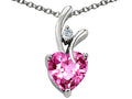 Star K Heart Shaped 8mm Created Pink Sapphire Pendant Necklace