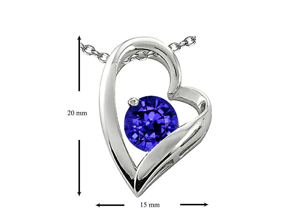 Star K 7mm Round Simulated Tanzanite Heart Shape Pendant Necklace