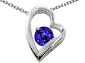 Star K 7mm Round Simulated Tanzanite Heart Shape Pendant Necklace