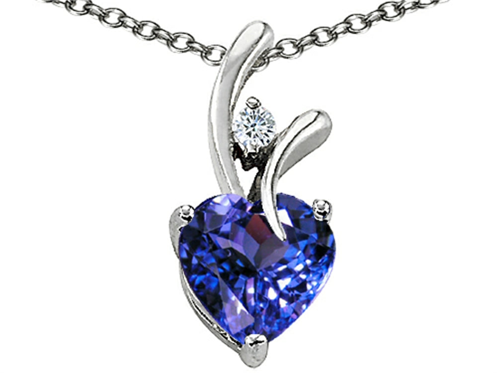Star K Heart Shaped 8mm Simulated Tanzanite Pendant Necklace