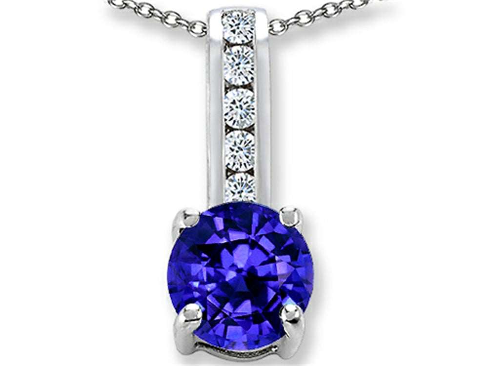 Star K Simulated Tanzanite And Cubic Zirconia Pendant Necklace