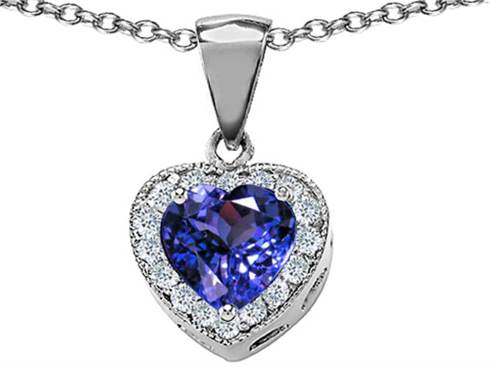 Star K 925 Simulated Heart Shaped Tanzanite Pendant Necklace