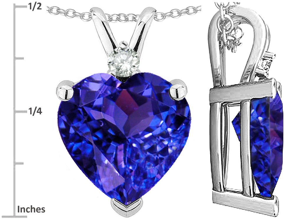 Star K 8mm Simulated Tanzanite And Heart Pendant Necklace