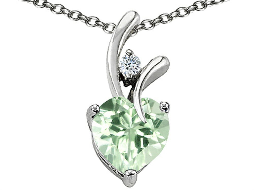 Star K Genuine Heart Shaped 8mm Green Amethyst Pendant Necklace