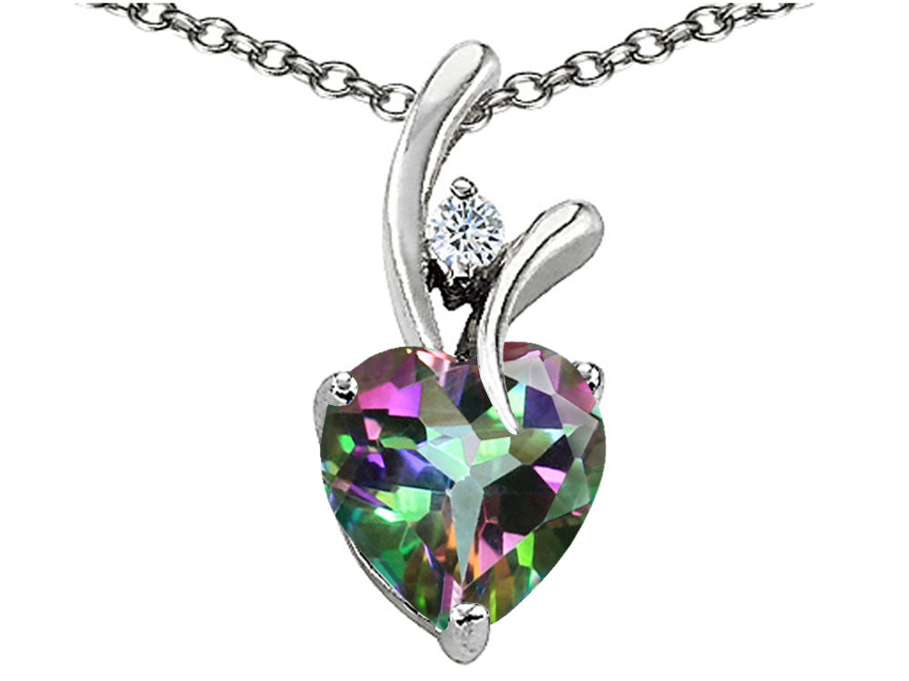 Star KHeart Shaped 8mm Mystic Topaz Pendant Necklace