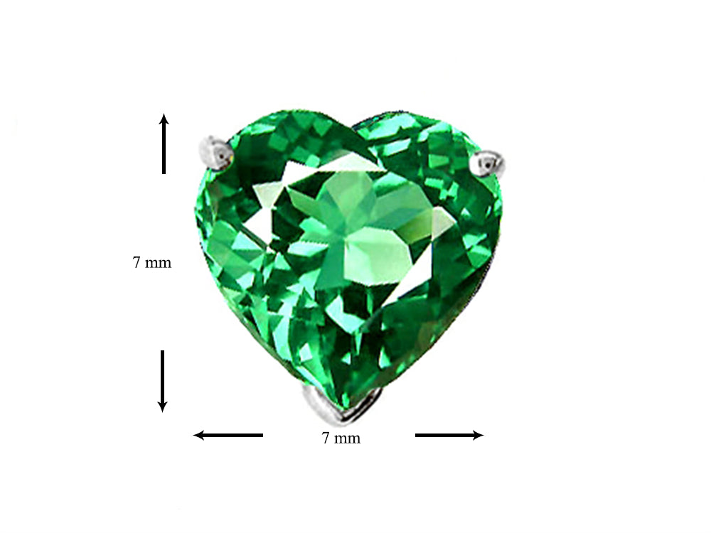Star K 7mm Heart Simulated Emerald Earrings Studs