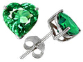 Star K 7mm Heart Simulated Emerald Earrings Studs
