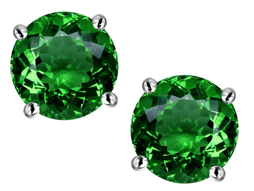 Star K Round 7mm Simulated Emerald Earrings Studs