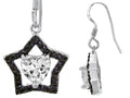 Star K 925 Heart Shaped Genuine Cubic Zirconia Black Star Hanging Hook Earrings