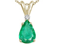 Tommaso Design Pear Shape Genuine Emerald and Diamond Pendant Necklace