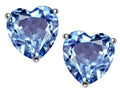 Star K 7mm Heart Simulated Aquamarine Earrings Studs
