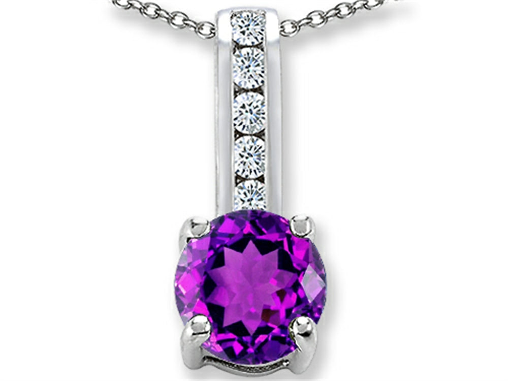 Finejewelers Genuine Amethyst And Genuine Cubic Zirconia Pendant Necklace