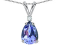 Star K Classic Pear Shape 8x6mm Genuine Tanzanite Rabbit Ear Pendant Necklace
