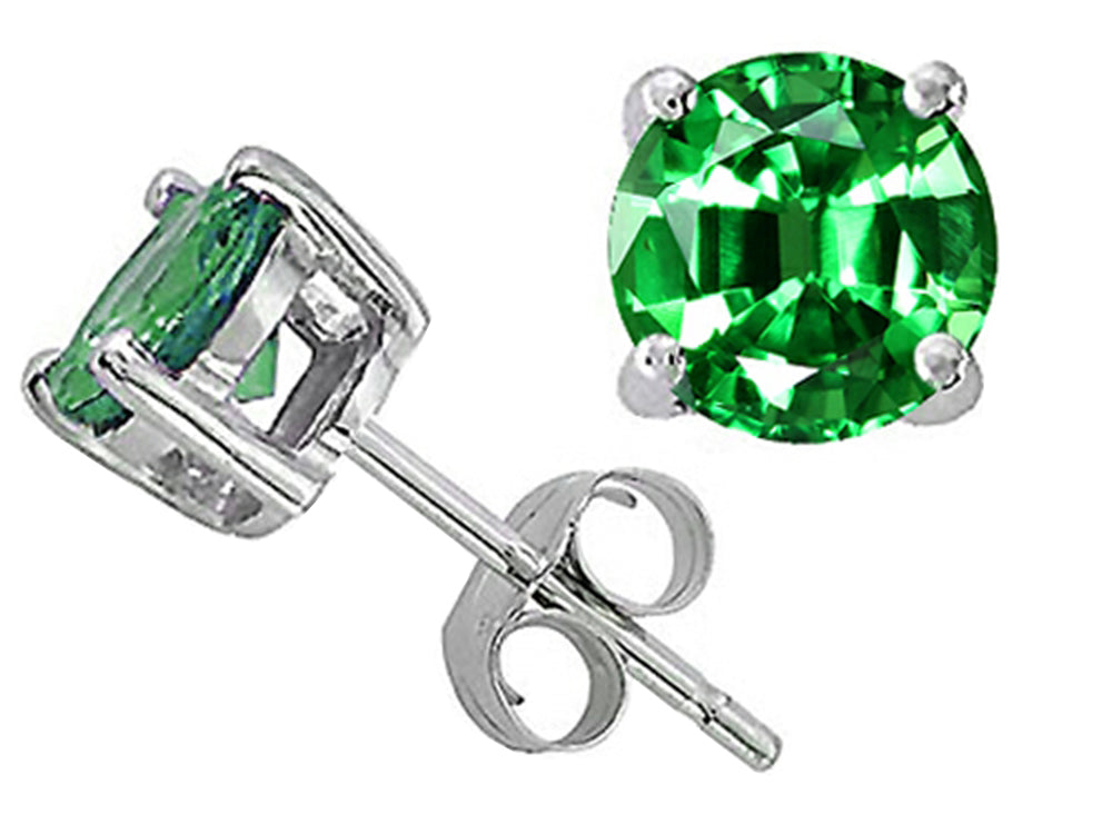 Tommaso Design 7mm Round Simulated Emerald earring stud
