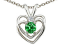 Tommaso Design Simulated Emerald Heart Pendant Necklace