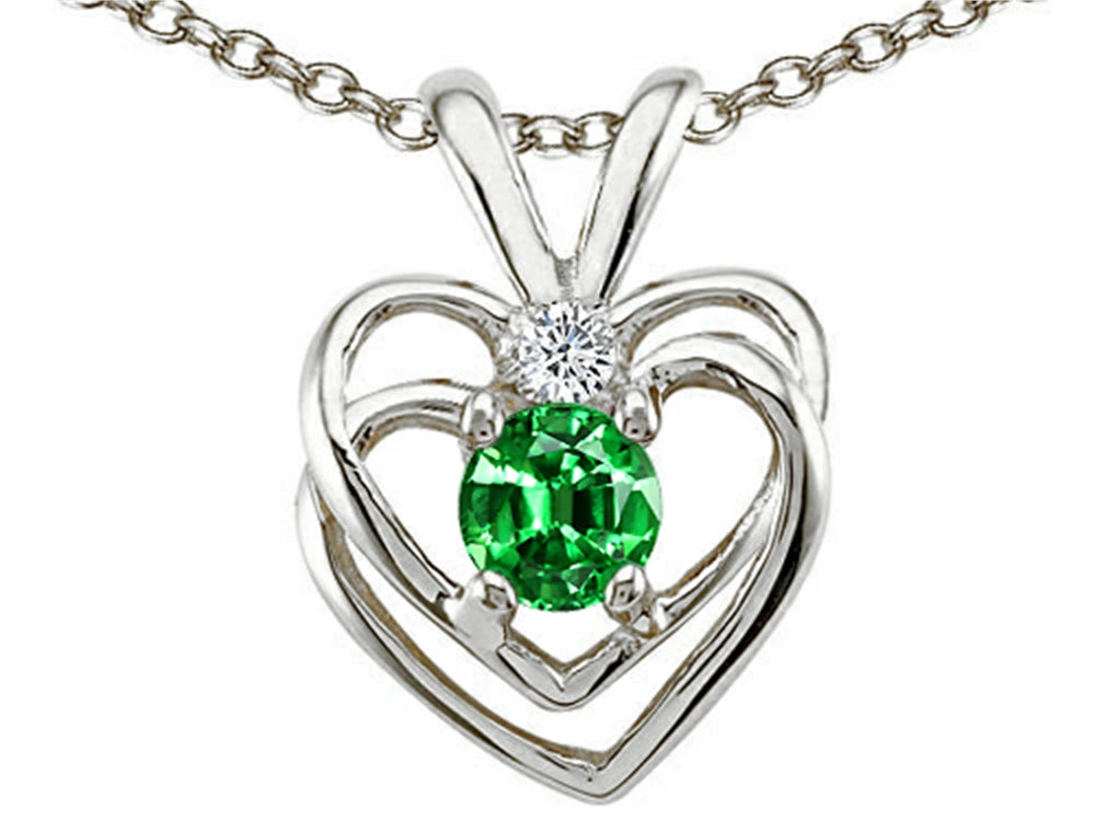 Tommaso Design Simulated Emerald Heart Pendant Necklace