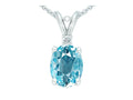 Star K Oval 8x6mm Simulated Aquamarine Pendant Necklace