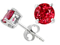 Tommaso Design Round 6mm Created Ruby Earrings Studs