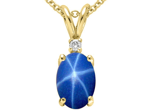 Tommaso Design™ Created Star Sapphire and Genuine Diamond Pendant Necklace