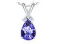 Tommaso Design Pear Shape Genuine Tanzanite Pendant Necklace