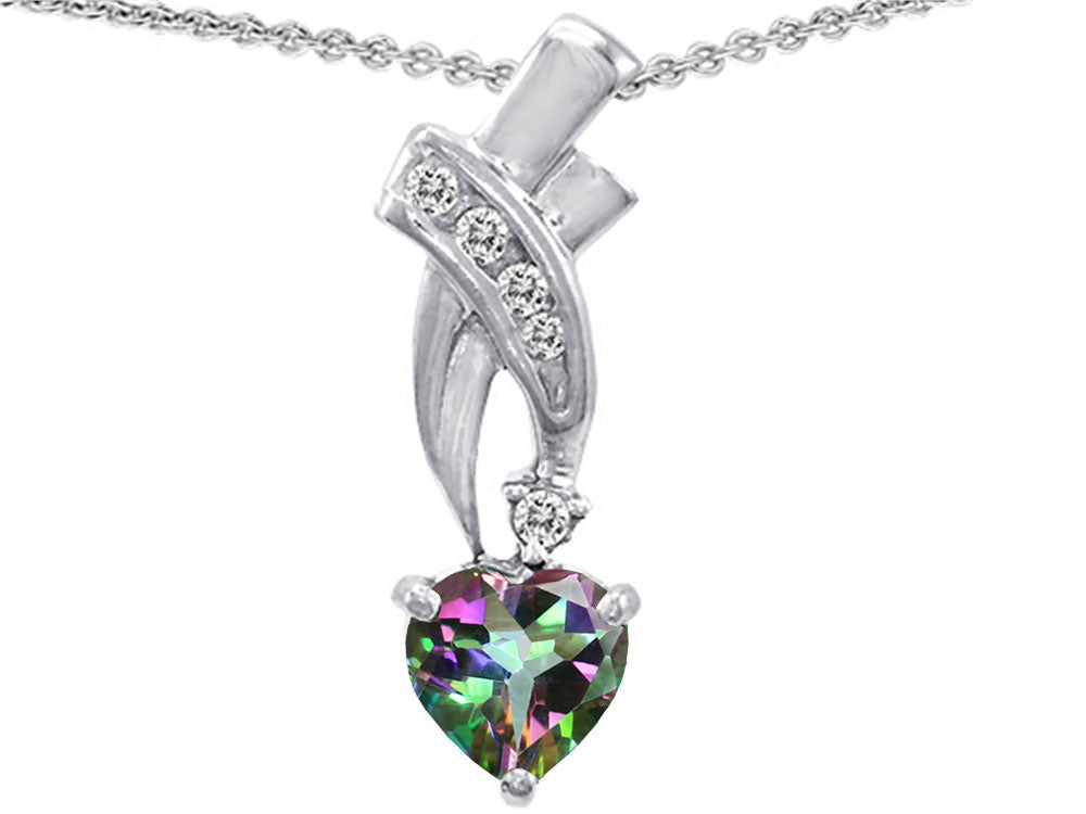 Star K 925 Genuine Heart Shaped Mystic Topaz Pendant Necklace