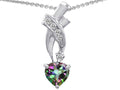 Star K 925 Genuine Heart Shaped Mystic Topaz Pendant Necklace