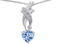 Star K 925 Simulated Heart Shaped Aquamarine Pendant Necklace