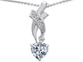 Star K 925 Genuine Heart White Topaz Pendant Necklace