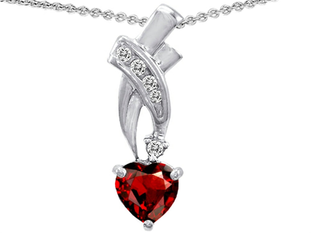 Star K 925 Genuine Heart Garnet Pendant Necklace