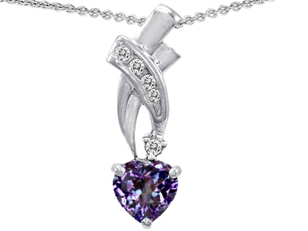 Star K 925 Simulated Heart Alexandrite Pendant Necklace
