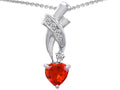 Star K 925 Simulated Heart Fire Opal Pendant Necklace