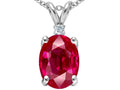Tommaso Design Oval 9x7mm Created Ruby Pendant Necklace