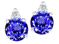 Tommaso Design Simulated Tanzanite and Genuine Diamond Earrings Studs